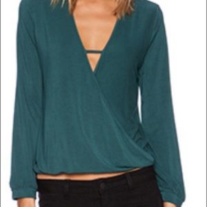 KRISA Long Sleeve Surplice Top